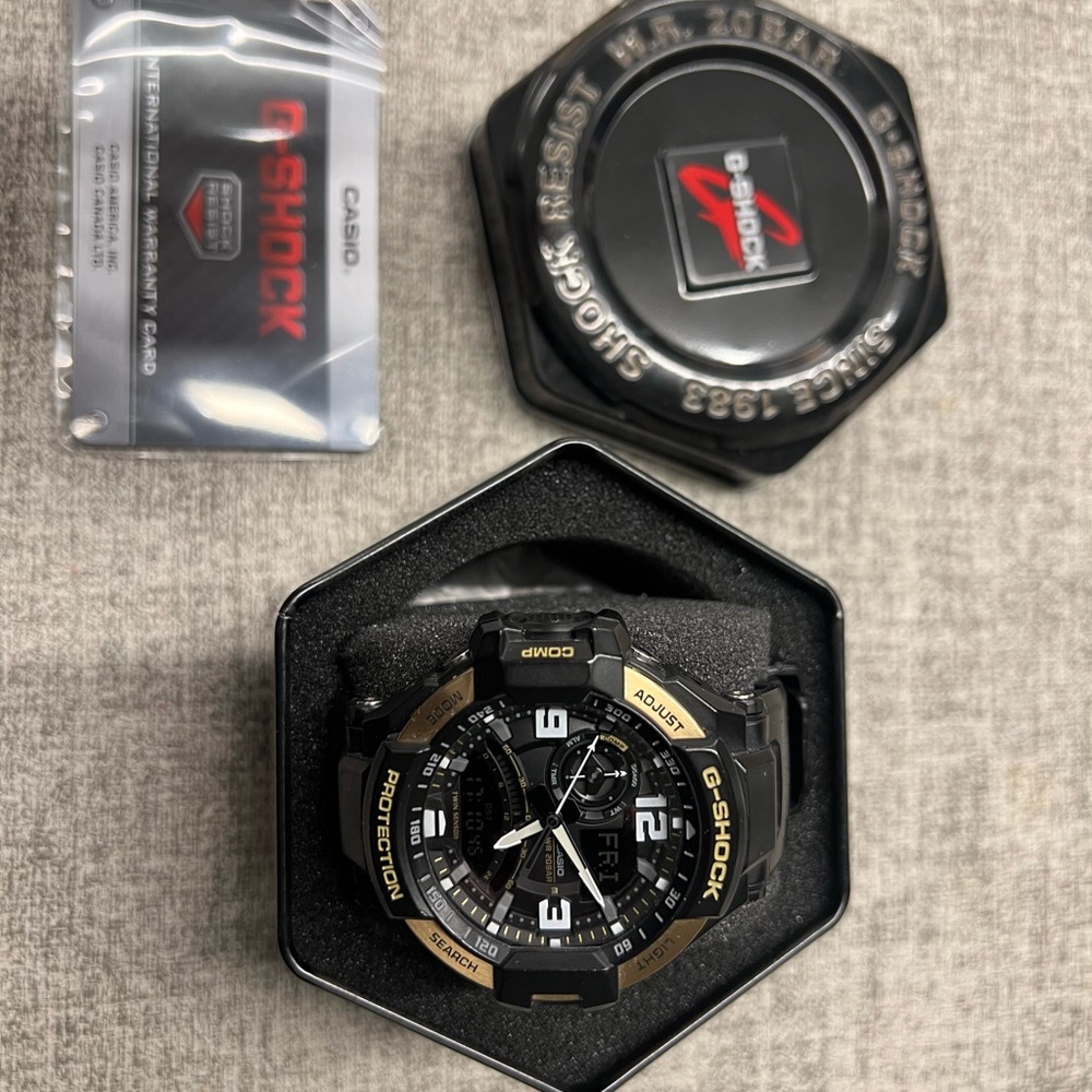 Casio G-Shock Black and Gold Dual Display Watch